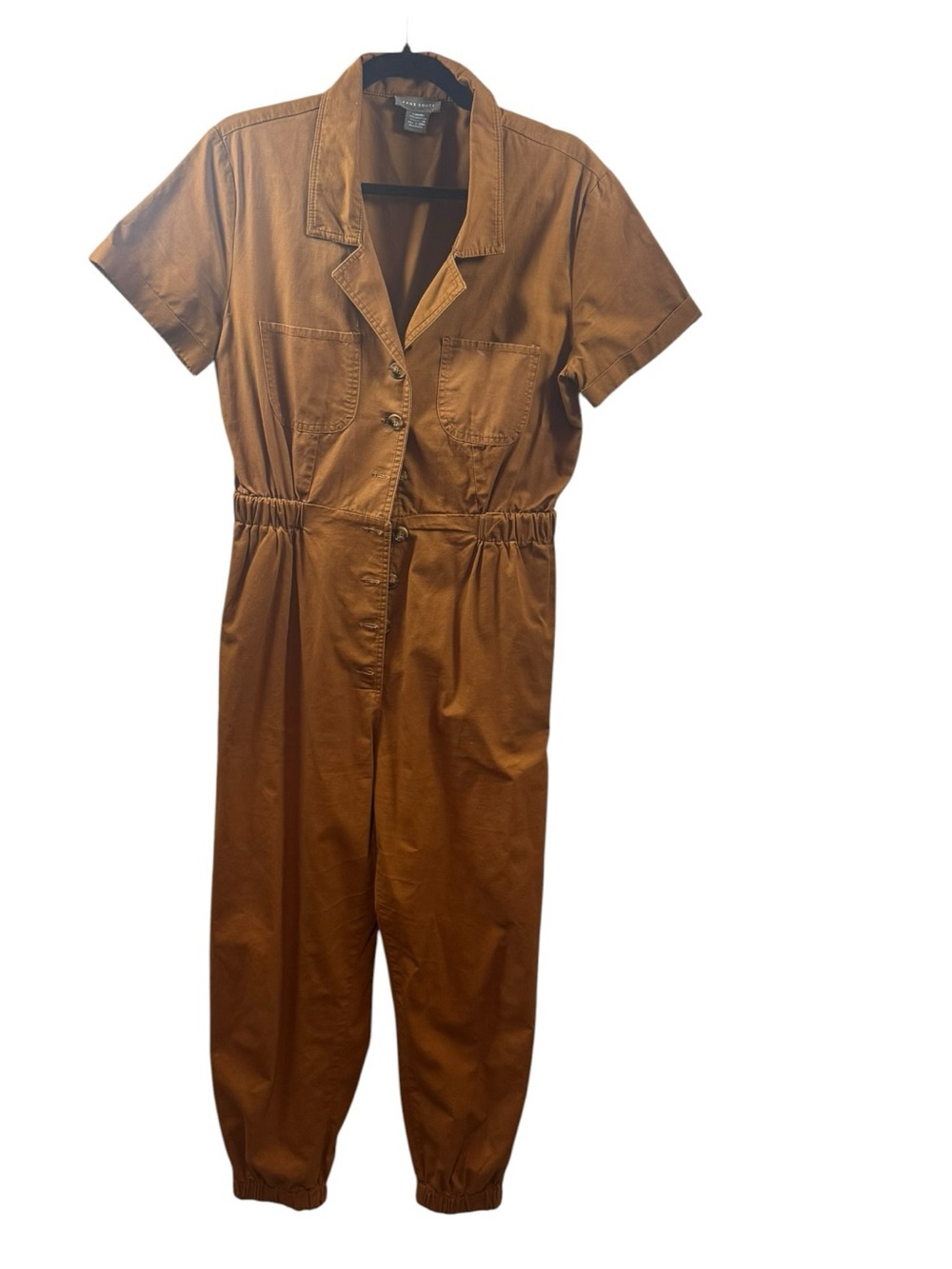 Sans Souci Rust Brown Short-Sleeve Utility Jumpsuit